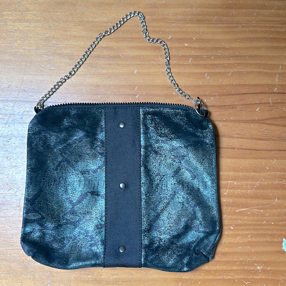 Sticks + Stones metallic finish pouch bag